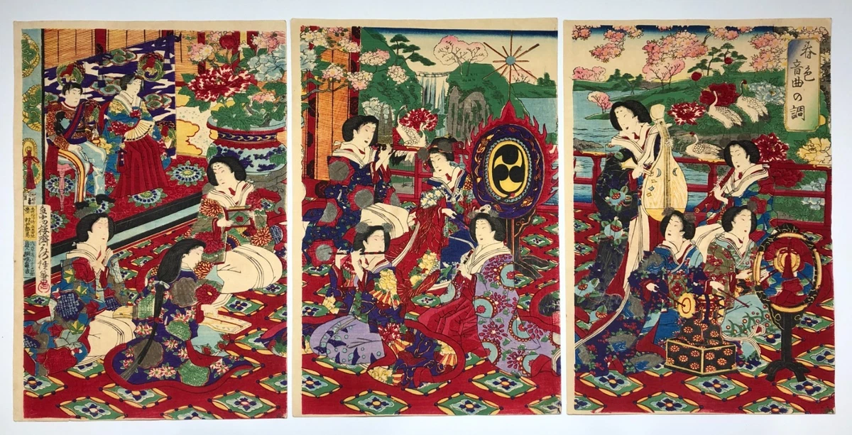 日本三联古董日本版画| eBay
