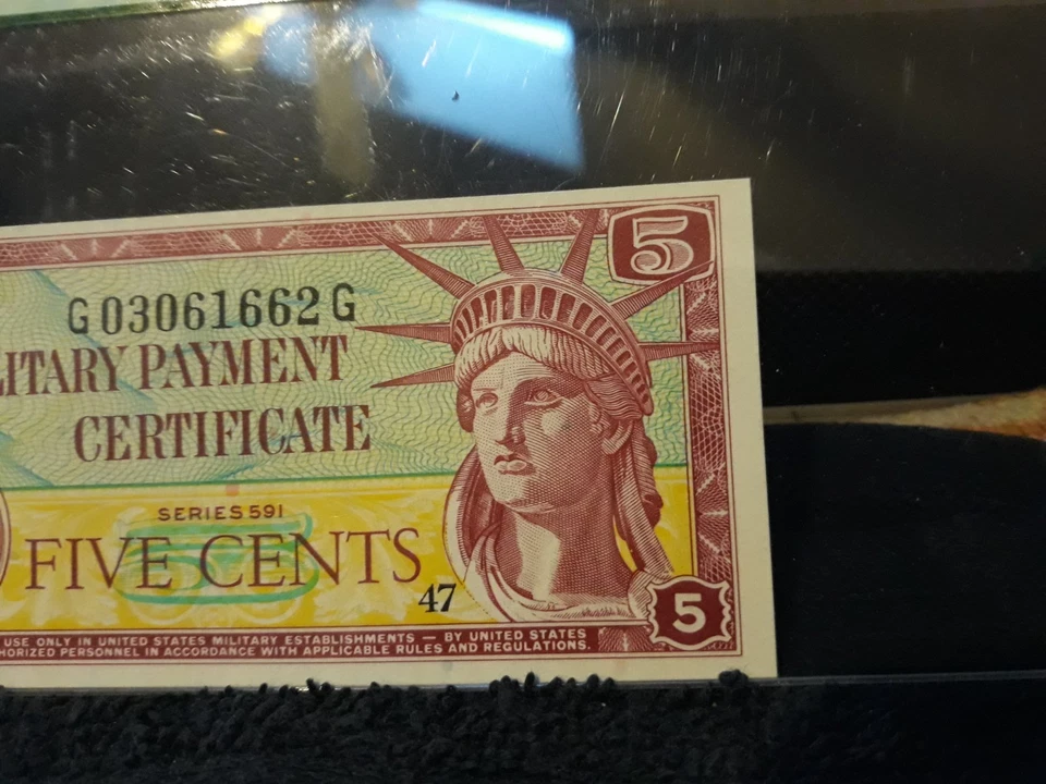 Series 591 5 cent Military Payment Certificate MPC Choice About New 58PPQ! - Image 3 of 4