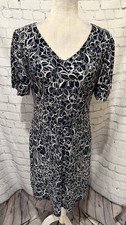Tommy Hilfiger Shift Dress Floral V-Neck Puff Half Sleeve Above Knee Womens 8