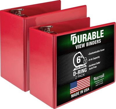 Samsill Durable 6 inch 3 Ring Binder, Locking D Ring Binder, Customizable Cle...