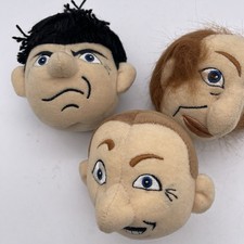 Three Stooges Knucklehead 4" Plush Heads Larry Curly Moe Set T24