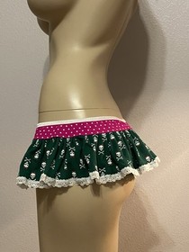 Sexy Micro Mini Ruffle Skirt Pink Green White Skulls Lingerie Rave Exotic Dancer