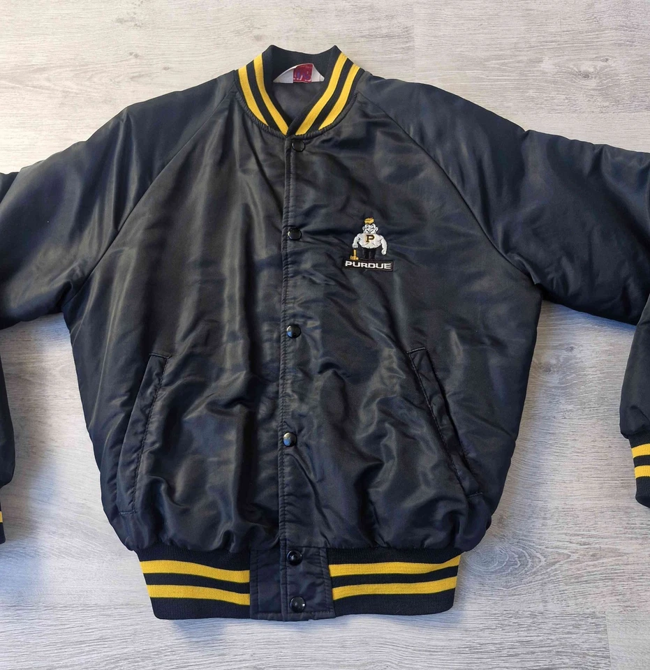 Veste College Bombers ou Teddy satin Vintage An 80 vintage US Purdue Mixte S - Photo 2/4