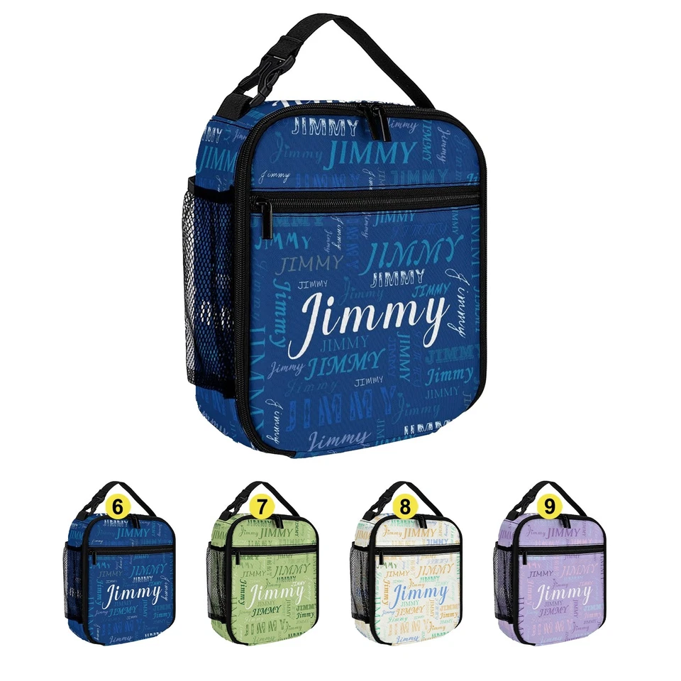 Bolsa de almuerzo con nombre personalizada, bolsa de almuerzo personalizada regalo de regreso a la escuela para niños Foto 2 de 2