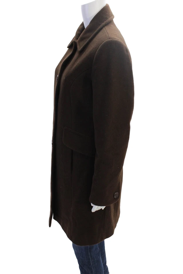 Abrigo Mackintosh Mujer Lana Cuello Abotonado Invierno Guisante Marrón Talla M Foto 2 de 4