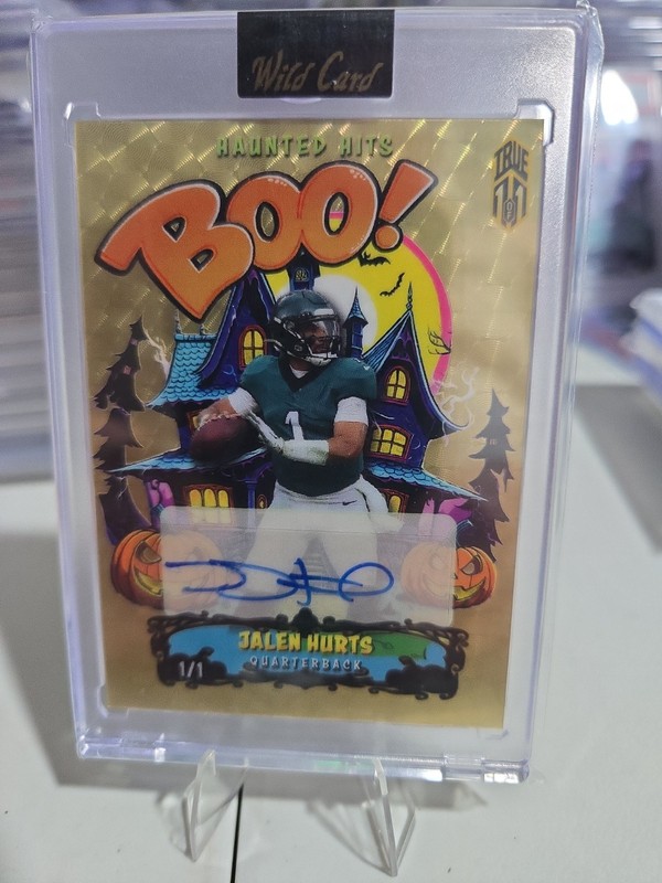 Wild Card 2025 Haunted Hits Boo! Jalen Hurts True 1/1 Auto Football Card