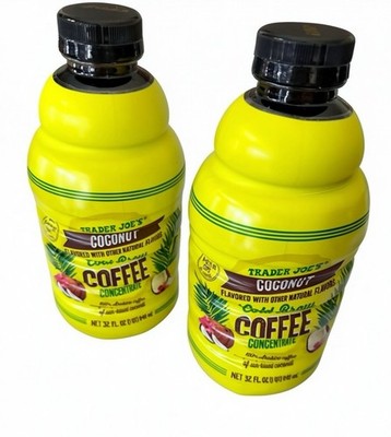 2 Pack - Trader Joe's Coconut Cold Brew Coffee Concentrate 32 oz Smooth Arabica