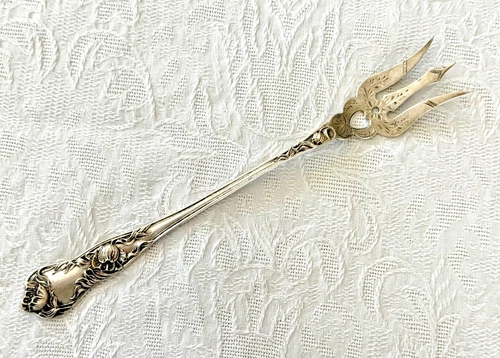 6 7/8" Antique Serving Fork Sterling G- Gorham Manufacturing Co?