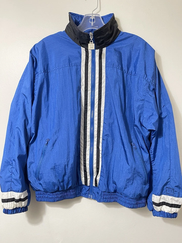 Conjunto de cortavientos y pantalones vintage Wilson a juego azul brillante para hombre mediano Foto 3 de 4