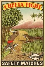 CHEETA FIGHT SAFETY MATCHES ADVERTISING A4 POSTER PRINT