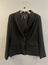 New York and Company One Button Blazer Jacket Black Size 8