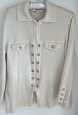 St. John Evening Ivory Chanl-style Santana Knit Jacket,Rhinestone Buttons READ