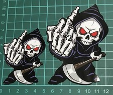 Skull Sticker Death God Purple Finger Up Waterproof Vinyl S1364