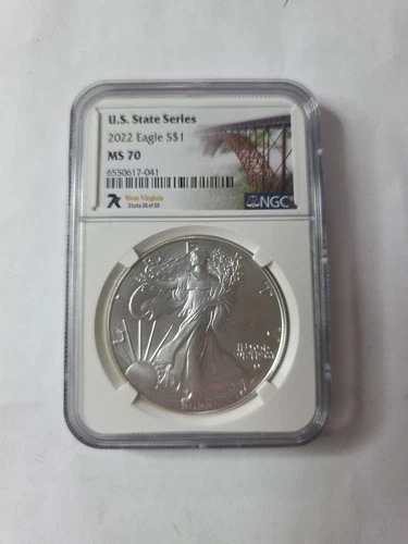 2022 7K Metals U.S. State Series American Silver Eagle NGC MS70 - West Virginia