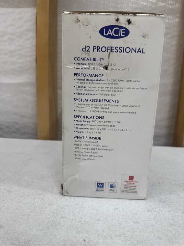 LaCie d2 Professional 8TB External Hard Drive Desktop HDD USB-C 3.1 Thunderbolt - Image 4 of 4