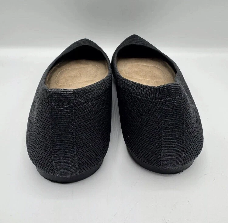 Sapatilhas de balé Old Navy pretas de malha macia tamanho 8 biqueira pontiaguda escritório carreira clássica - Imagem 4 de 4