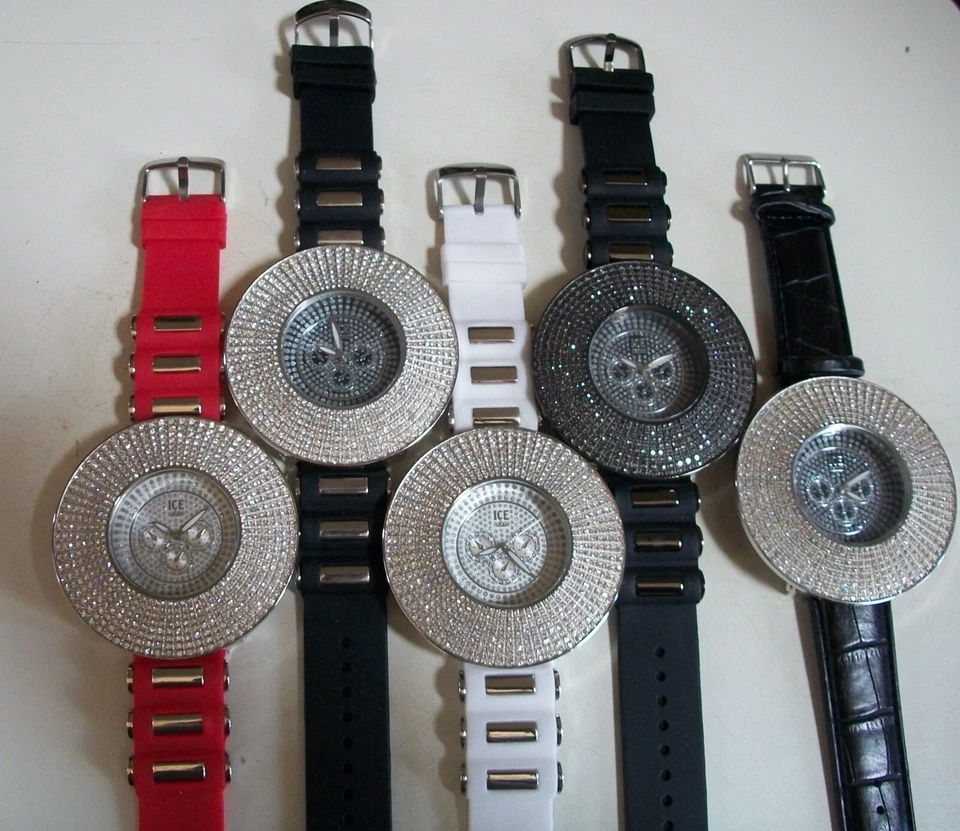 Men's Stones Silver & Black Finish Leather & Silicone Band ICE Nation Watch - Image 2 of 2