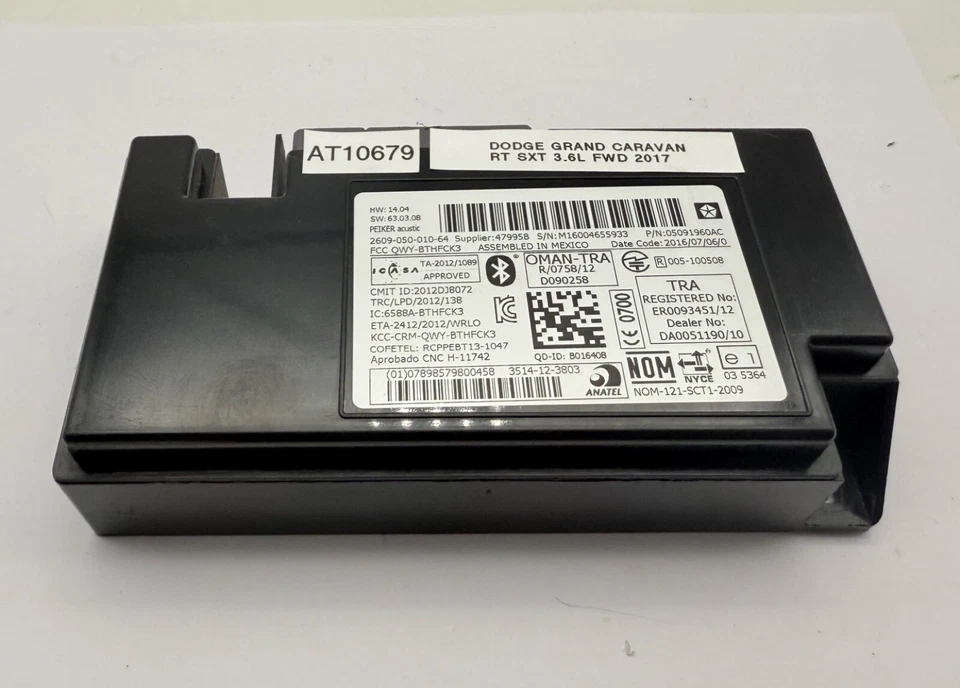 Módulo de control de comunicación Bluetooth OEM 11-18 Dodge Grand Caravan Wrangler Foto 4 de 4