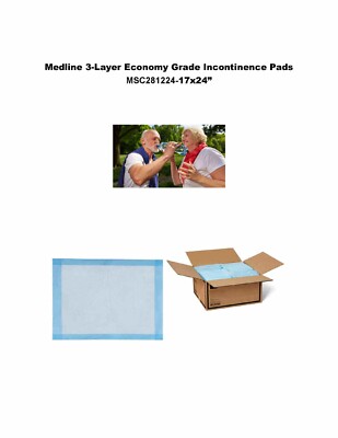 Medline Disposable Economy Grade Fluff-Filled Underpad, 17'' x 24 MSC281224 300ct