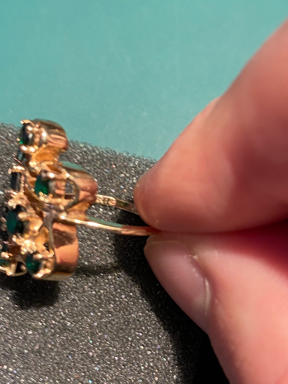 SUPERB 18K Solid Gold - Tsavorite Cluster Fancy C… - image 7