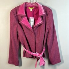 NWT Womens Sigrid Olsen Danish Dream Herringbone Pink Blazer Jacket Size 12 Pink