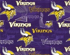 NFL Minnesota Vikings Cotton Fabric 1/2 Yd 18" x 58" DIY Mask "Fast Shipping"