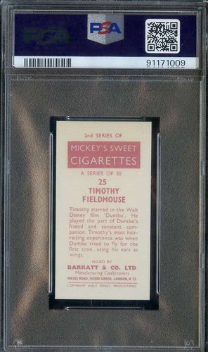 1957 BARRATT DISNEY CHARACTERS #25 TIMOTHY FIELDMOUSE PSA 9 *DS15840 - Picture 2 of 2