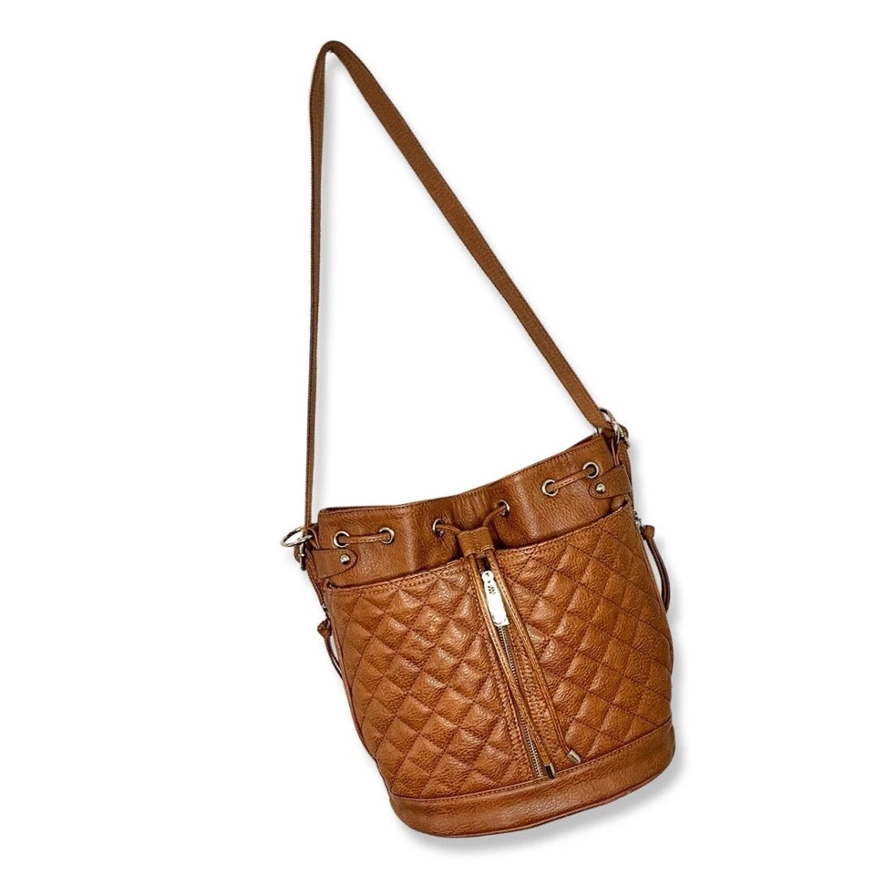 STEVE MADDEN Brown Convertible Bag Backpack "Bfluttr" Quilted  Purse Cognac - Image 4 of 4