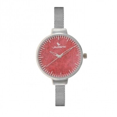Laurens Fashion Women's Watch Red Glitter Dial, Milanese Mesh Strap