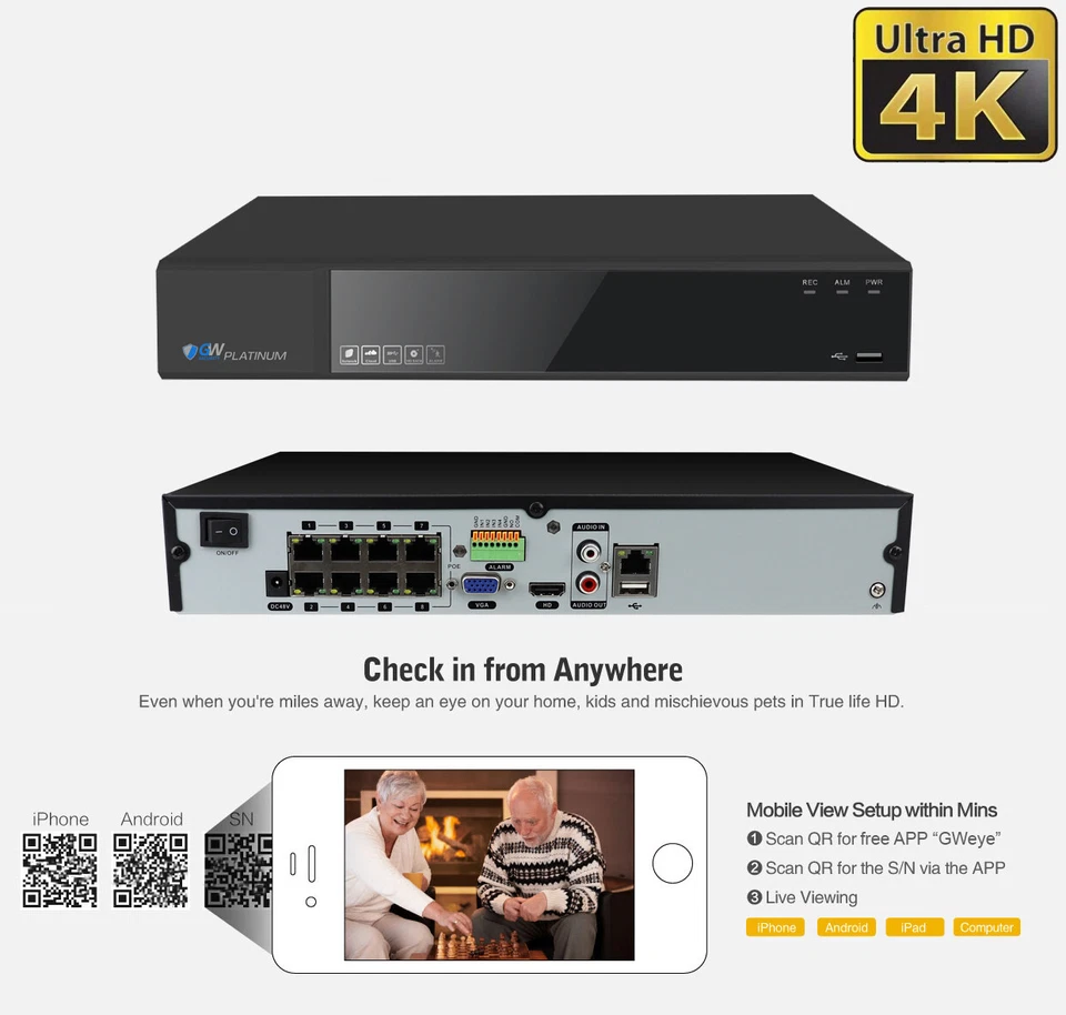 8 Channel 4K NVR 6 X 8MP PoE IP H.265+ AI Smart Starlight Security Camera System - Image 3 of 4