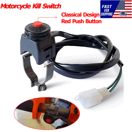 2Pcs Motorcycle KILL SWITCH Red Push Button Horn Starter Dirt Bike KTM ATV Dual - Picture 4 of 24