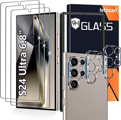 3+3 Pack UV for Samsung Galaxy S24 Ultra Camera &Screen Protector Tempered Glass
