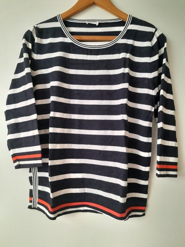 Blue & White Striped Women’s Jumper / Top From ‘Gerry Weber’ With ¾-Length Sleev