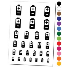 Battery Icon Temporary Tattoo Water Resistant Fake Body Art Set Collection