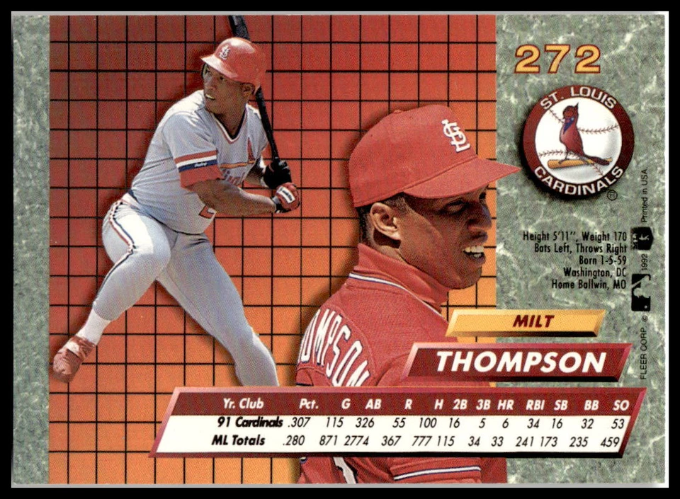 1992 Ultra #272 Milt Thompson - Image 2 of 2