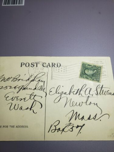 1908 Rare 1 Cent Benjamin Franklin Stamp On The Postcard