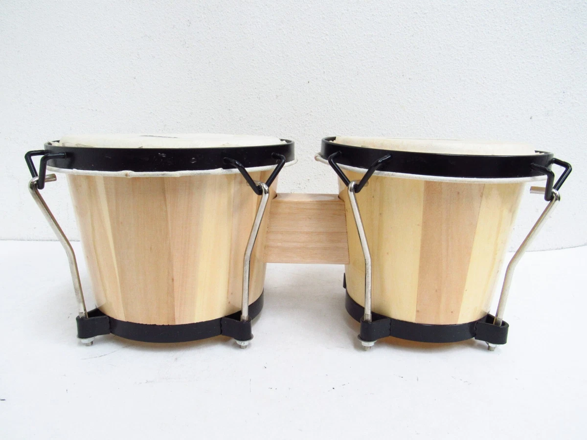 Rock Jam Natural Tan Wooden Bongos Drum Set with Side Sided