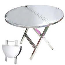 Portable Folding Table - Stainless Steel, Anti-Rust, Indoor/Outdoor Round Shape