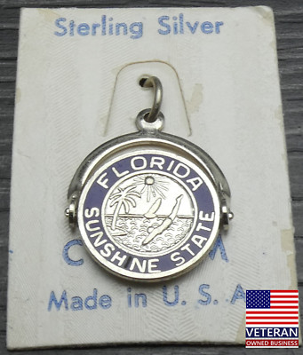 Vintage Sterlingsilber Schwimmen Florida Strand Ozean Anhänger Charm (Flips)