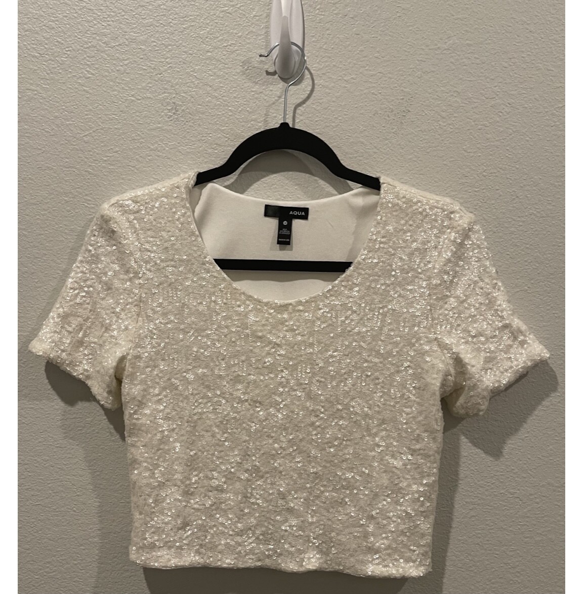 white sparkly crop top