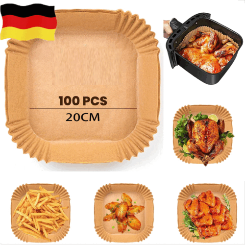 200x Backpapier 20cm Für Friteuse Heißluftfritteuse Grill Backofen Air fryer - Bild 3 von 13