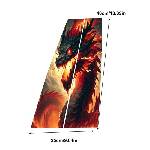 2x Car Center Pillar Sticker Car Door Pillar Decals Black Wolf Engulfed Sticker - Picture 2 of 21