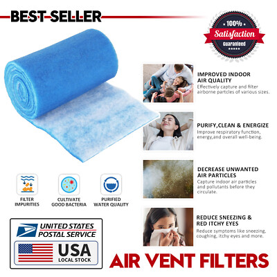 23ft Blue White Bonded Aquarium Media Pad 12'' Wide Fiber Floss Filter Material