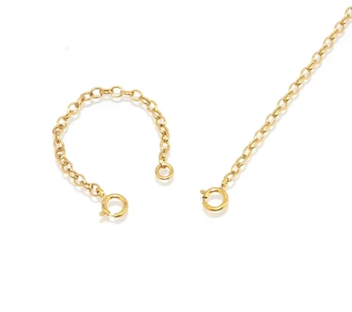 Oval Cable Chain Necklace Extender for Pendant Charm REAL 14K Yellow Gold 2mm
