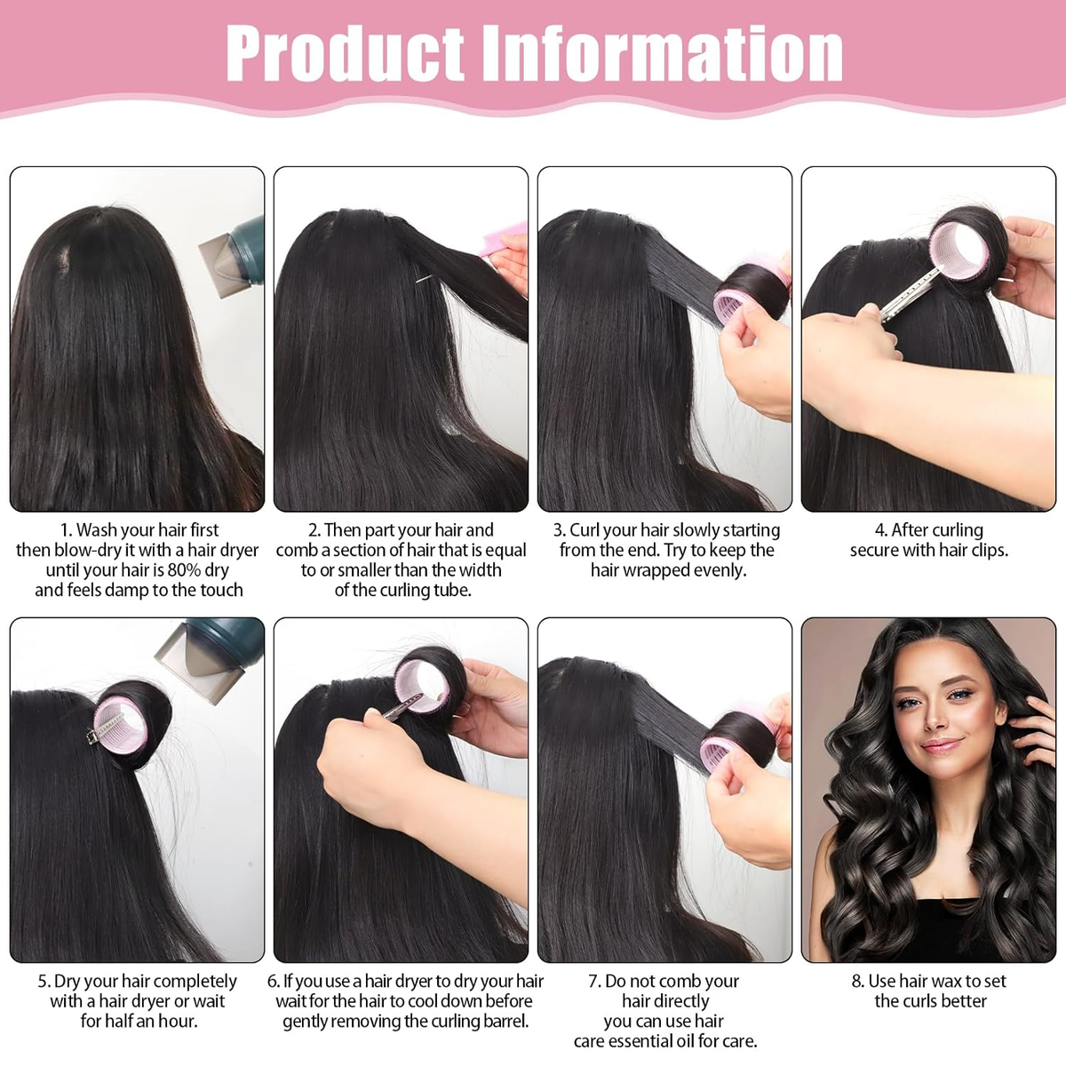 4 Sizes Self-Grip Hair Rollers Set for Long, Short Hair and Bangs - 50 Pcs Amazon.com : 4 Sizes Self-Grip Hair Rollers Set for Long  main image 4