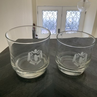 2 VTG Heritage Monogram C Rocks Whiskey Glasses 10 oz and 8 oz