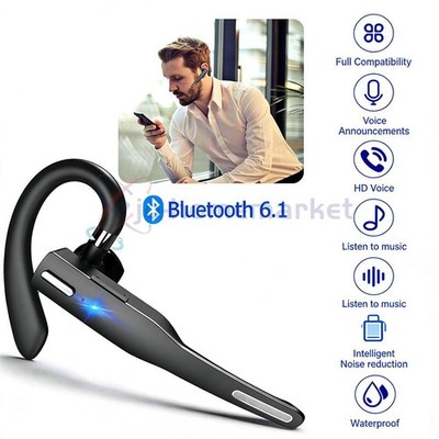 Trucker Wireless Headset Bluetooth 6.1 Earpiece Dual Mic Earbud Noise Cancelling