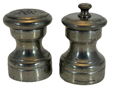 Vintage Abercrombie & Fitch Pewter Salt Shaker & Pepper Mill Set - Made in Italy