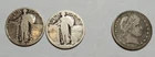 QUARTER DOLLAR COINS Lot of 3: 1903 BARBER, 1929 STANDING LIBERTY,