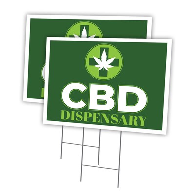 CDB Dispensary Multi-Pack of Yard Signs & Stake Coroplast Medical Oil Advertisin
